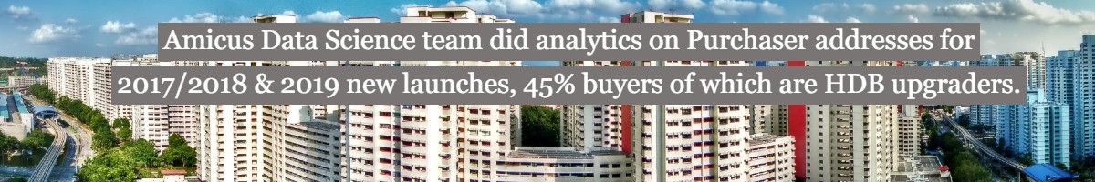 Amicus Data Science team did analytics on Purchaser addresses for 2017/2018 & 2019 new launches, 45% buyers of which are HDB upgraders.